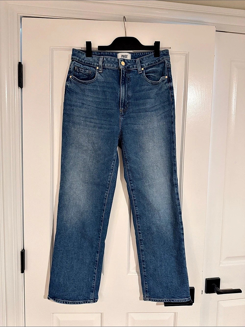 Paige Cindy High Rise Straight Leg Jeans in Blue Waist 29